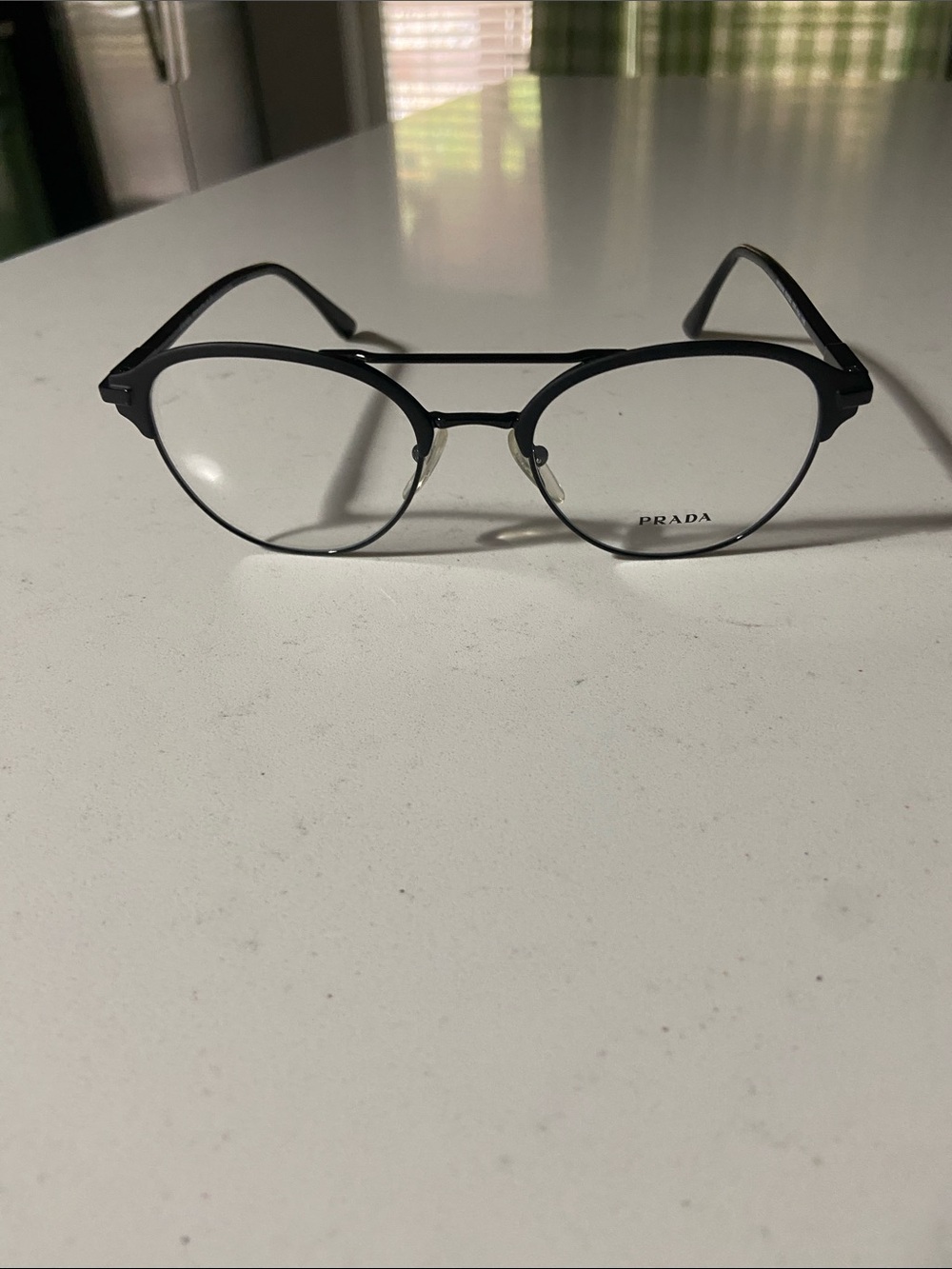 Prada Black Round Metal Optical Glasses